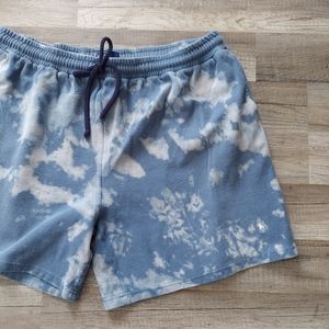 Tie Dye Polo Shorts XL Cotton Ribbed Drawstring
